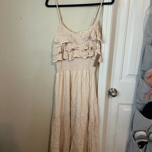 Chic Cream Ruffle Maxi Dress